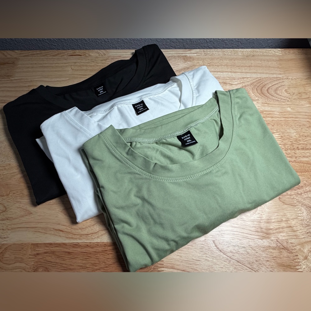 SHEIN Curve Women’s Short Sleeve Tee Set - Black, White, Olive